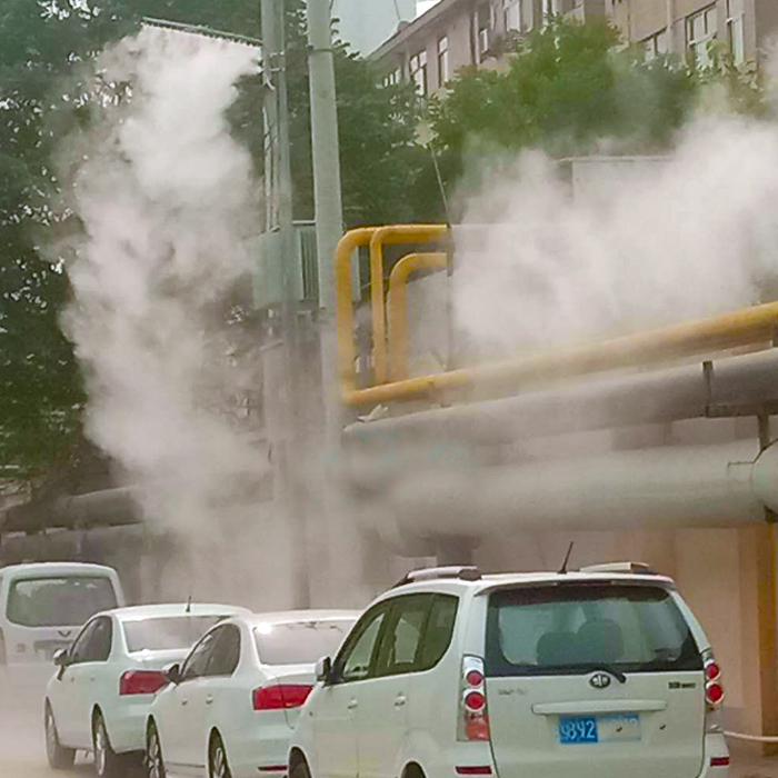 山東菏澤路燈桿噴霧降塵系統(tǒng)，智慧路燈桿安裝噴霧降塵設備